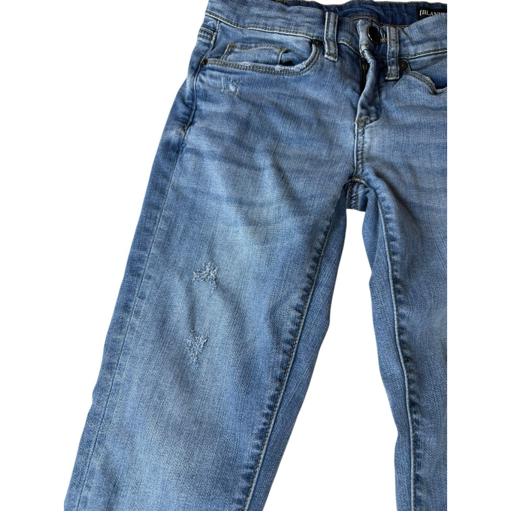 Blank NYC Womens Flare Blue Jeans Size 24 Raw Ruffled Hems Mid Rise - Picture 4 of 11